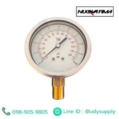 Pressure gauge หน้าปัด 4 นิ้ว เกลียวล่าง