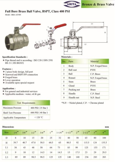 BBA-AF400 spec datasheet