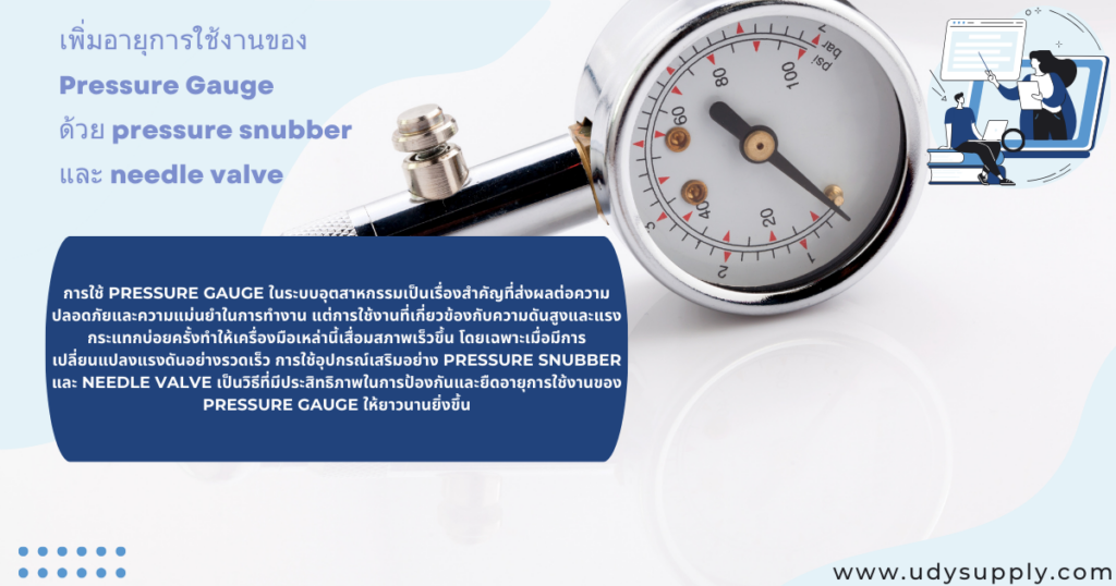 การใช้งาน Pressure snubber และ Needle valve ร่วมกับ Pressure gauge