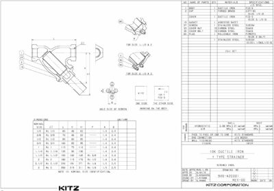 Y Strainer Kitz 10FDY Ductile iron Drawing