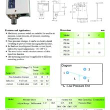 Pressure Switch Unijin UPS-1XX Spec