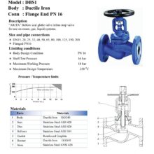 Ductile iron Bellow Seal Globe valve DBS1 spec