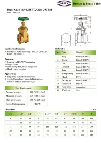 Gate valve พวงมาลัยเขียว 200PSI
