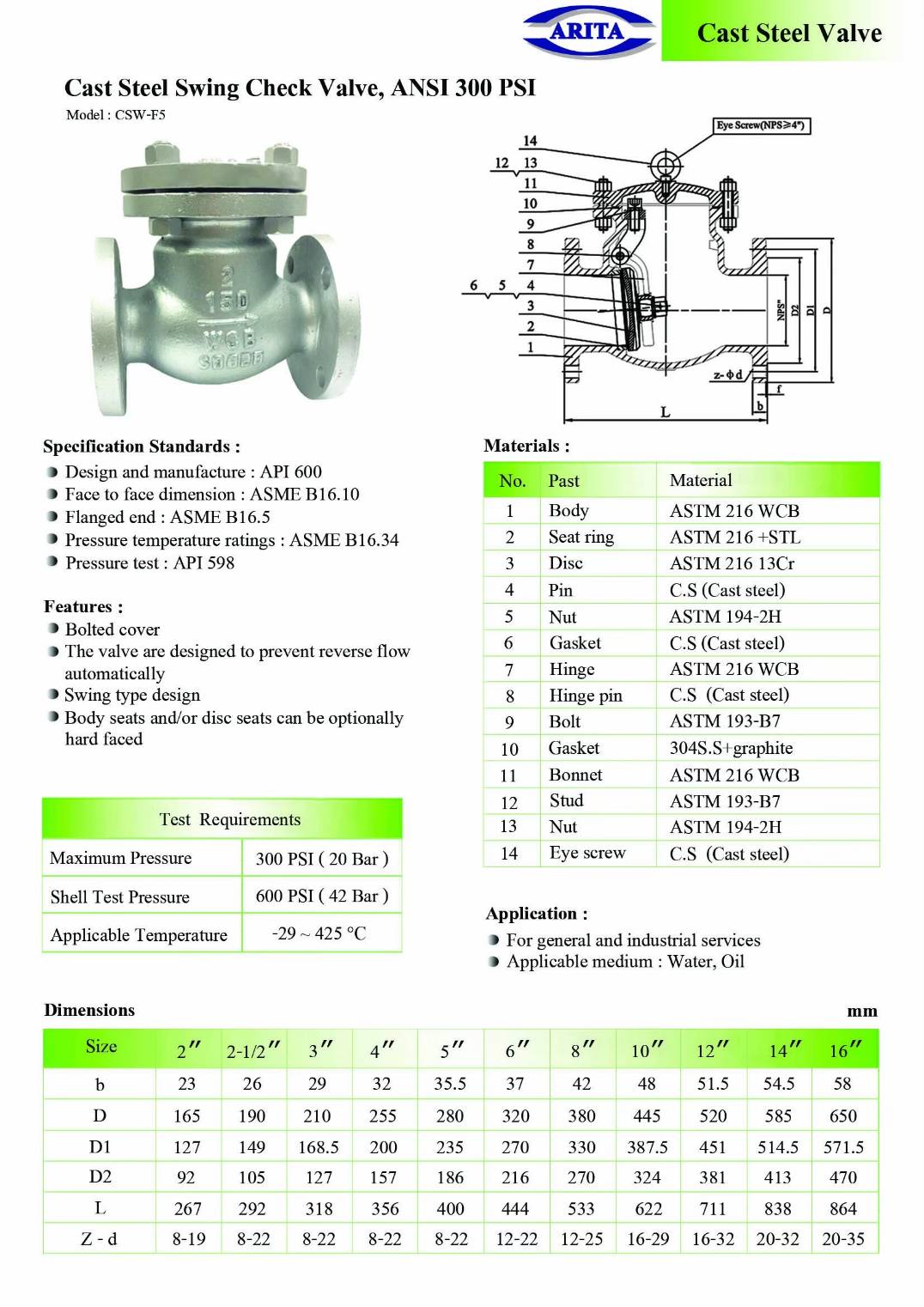 check valve ansi300 spec CSW-F5